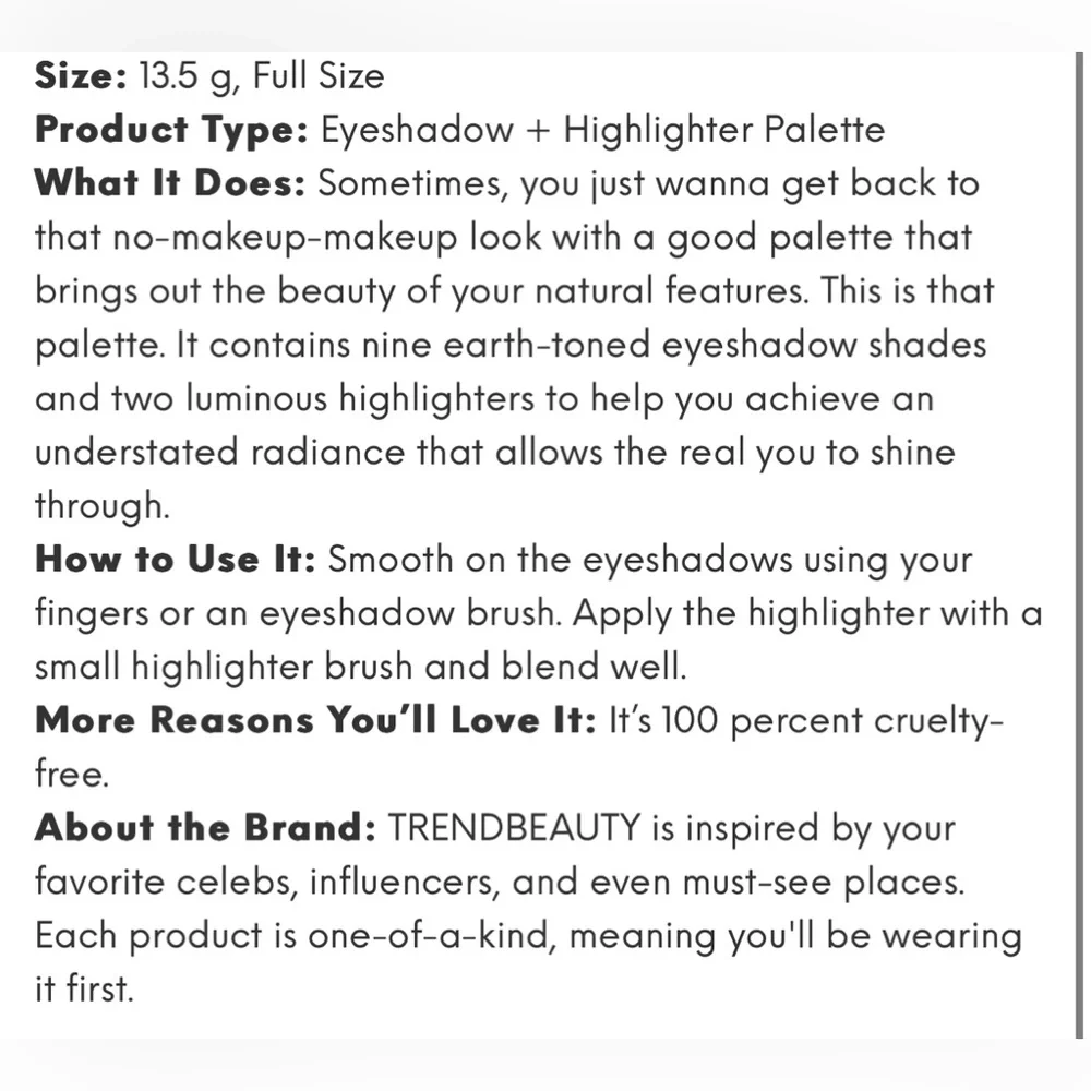 Trend Beauty Naturally Nude Eyeshadow Palette - Picture 2 of 8
